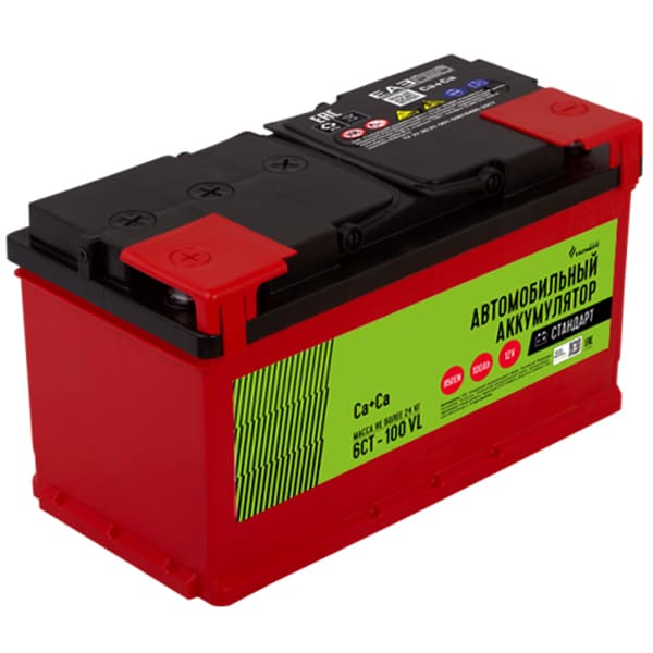 АКБ-6СТ-100 (850А) п/п E-LAB 'ТАТНЕФТЬ СТАНДАРТ' 353х175х190 (обслуж)